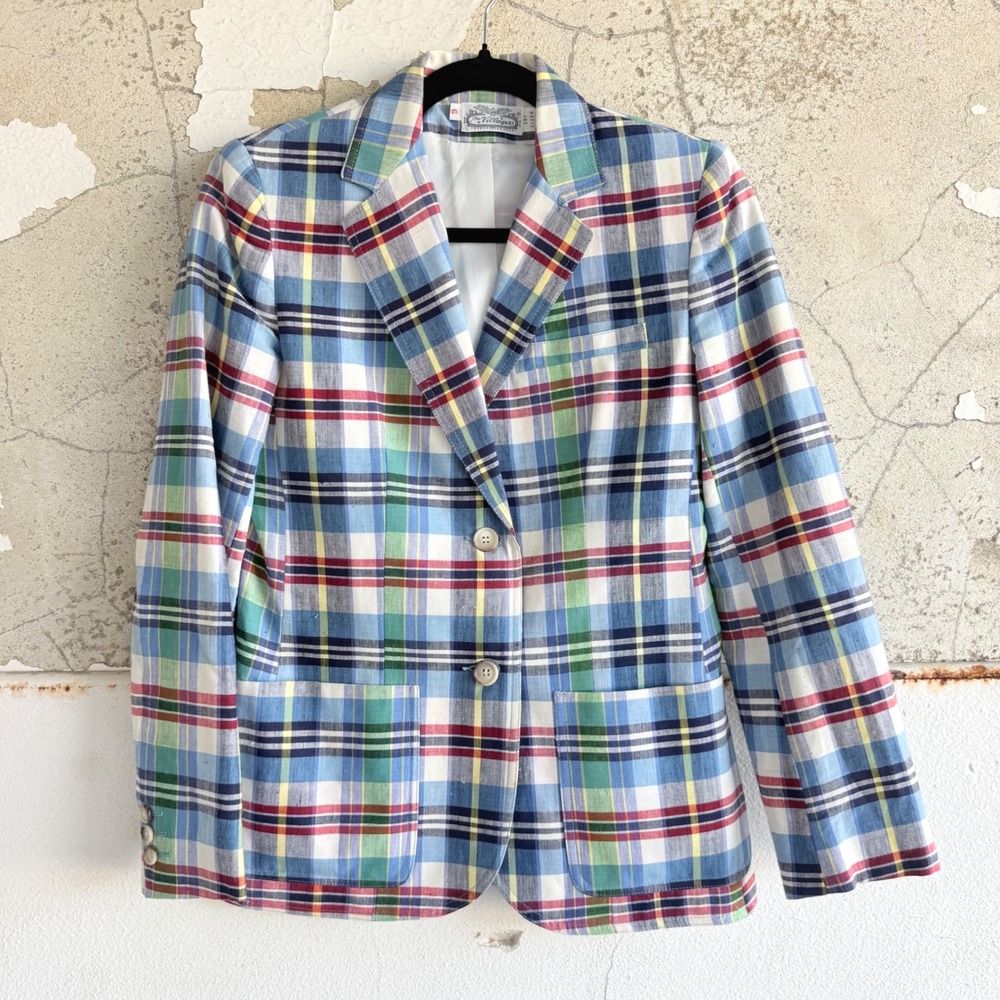 Vintage Plaid Blazer Jacket Preppy Check The Villager Liz Claiborne Women 6